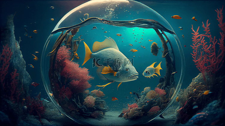 海底世界可爱泡泡插画背景