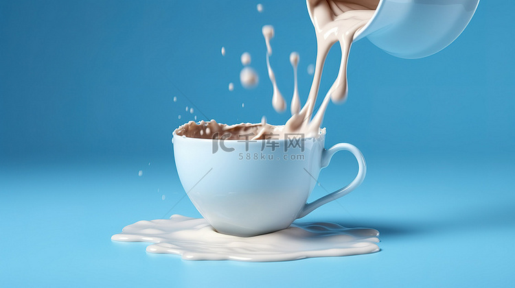 奶油牛奶层叠在使用 3D 渲染
