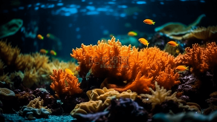 海底珊瑚橙色背景