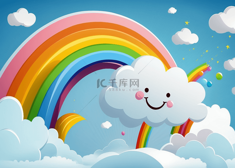 彩虹云朵可爱卡通背景