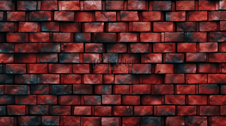渲染 3D 背景与深红砖墙的纹理