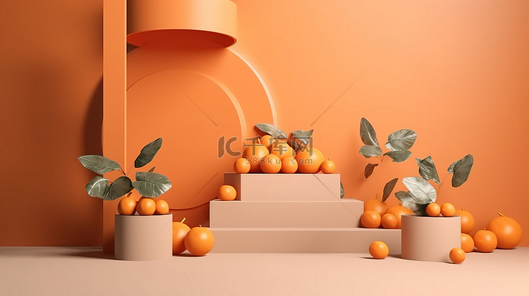 充满活力的橙色 3D 销售平台