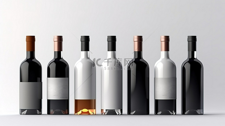 模型 3D 渲染优雅的白葡萄酒
