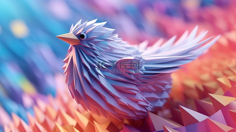 鸟类灵感抽象背景 3D 渲染