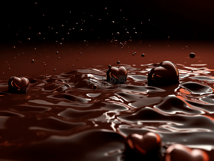 巧克力液体爱心形状美食甜品摄影