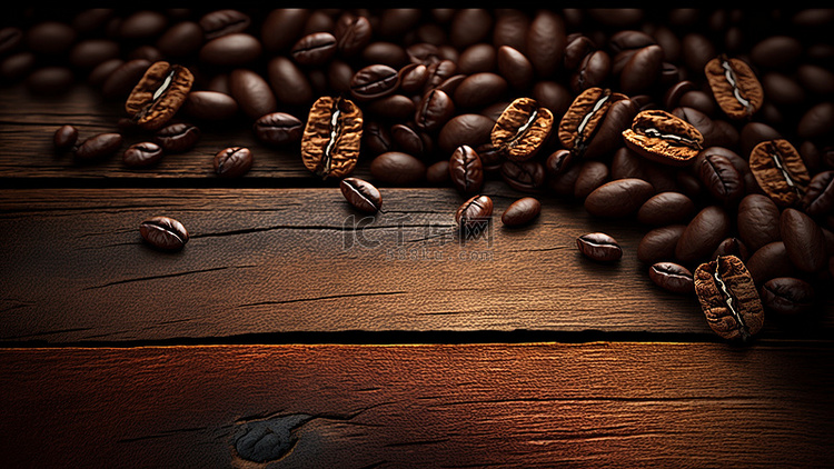 咖啡豆木板下午茶背景
