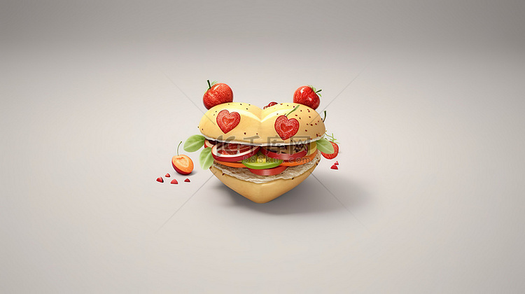 对食物的热情 3D 渲染描述