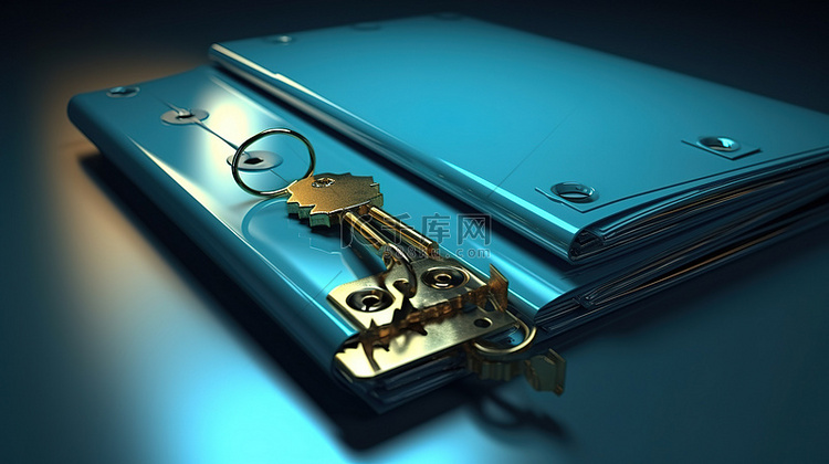 带锁和钥匙的文件夹的数字安全 