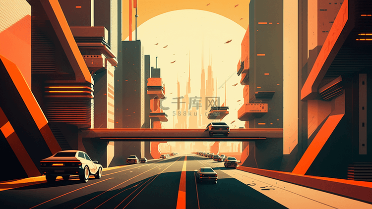 未来城市插画背景