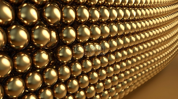 3D 可视化中金色球体的空灵墙