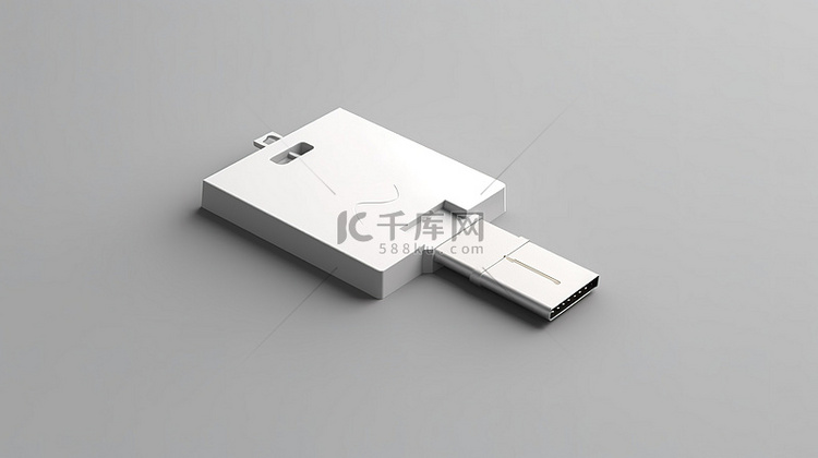 3D 白色塑料 USB 卡模型
