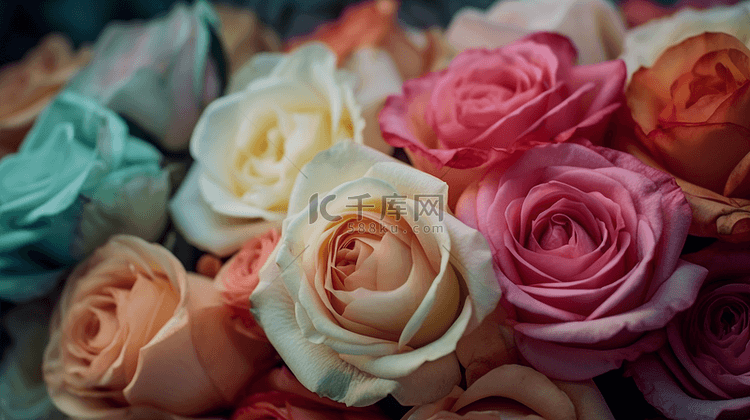 多种颜色的玫瑰花鲜花背景