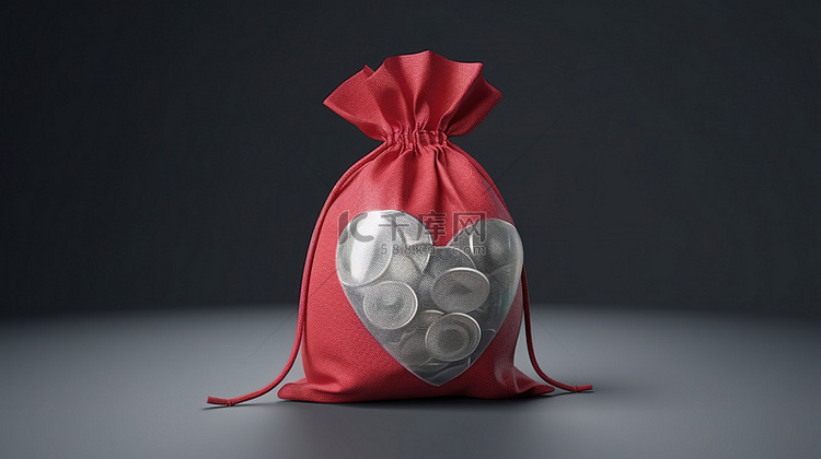 3D 渲染图标描绘慈善机构为爱