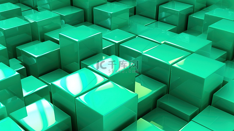 薄荷立方体的抽象 3D 渲染
