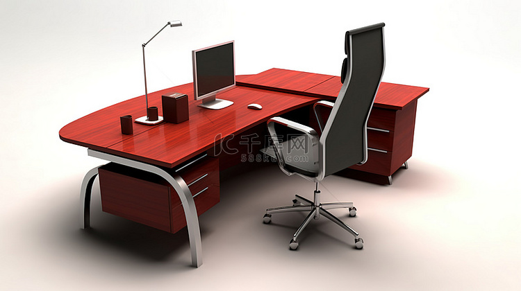 现代工作场所办公桌的时尚 3D