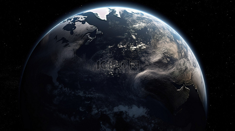 太空中的地球 ​​3D 插图，