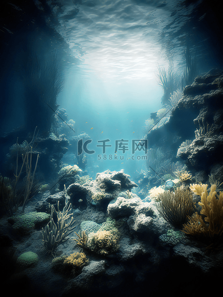 珊瑚植物海底世界深海摄影广告背