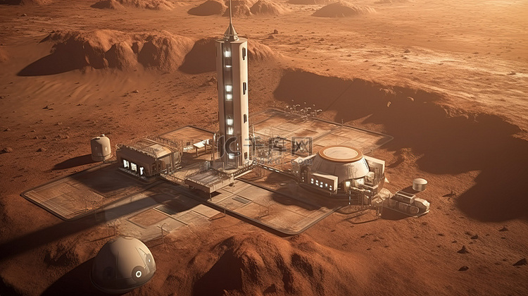 3d 透视中的火星基地
