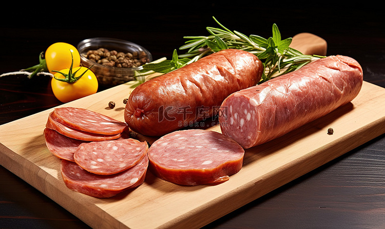 木板上的香肠和其他肉