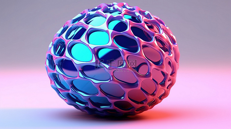 粉色和蓝色球的抽象 3D 渲染