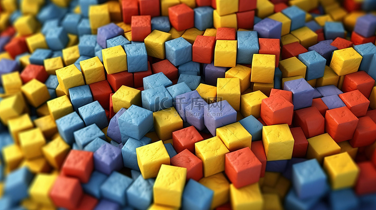 色彩鲜艳的立方体堆在令人惊叹的