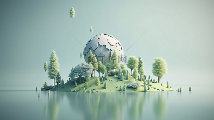 3D 渲染世界环境日的插图，具