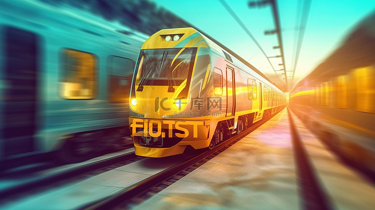 3D 渲染中的火车主题 DJ 节海报