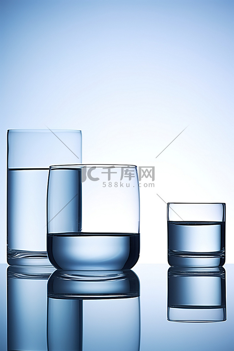 玻璃杯和装有水的罐子的图像