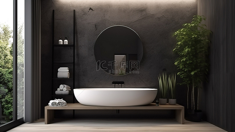 现代浴室模型 3d 渲染室内场