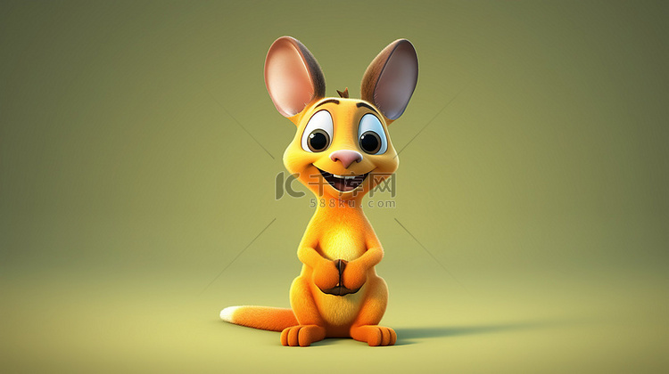 袋鼠的搞笑 3D 插图