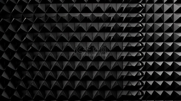 黑色背景上三角形网格的 3d 渲染