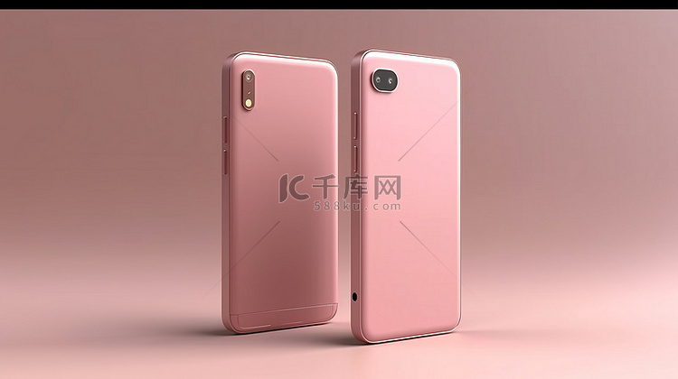 粉红色智能手机的时尚 3D 渲
