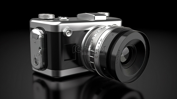 黑色和银色 3d 渲染相机