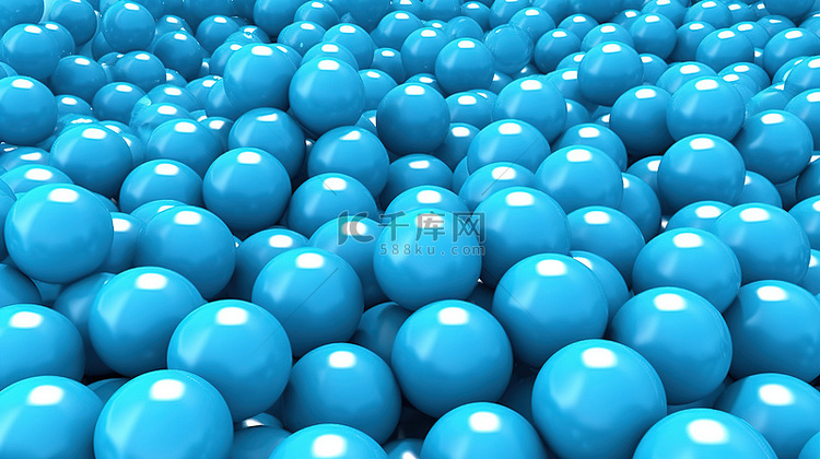 浅蓝色球体的 3D 渲染
