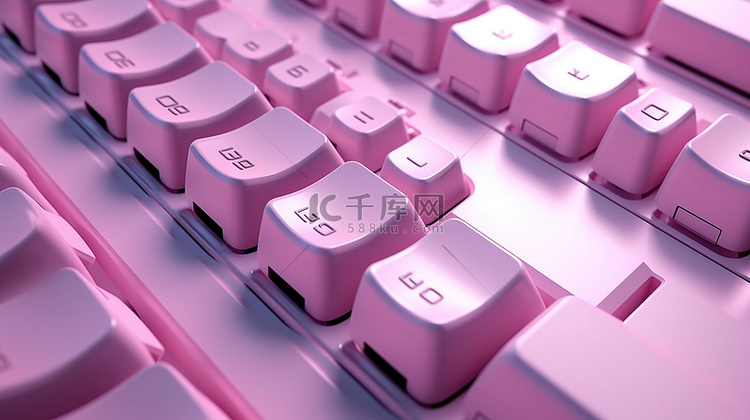 柔和的粉色简约键盘，带有用于技