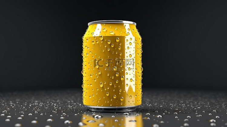 水斑铝制啤酒罐的清爽酷 3D 渲染