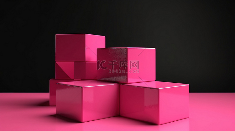 单色背景与粉红色 3d 渲染立