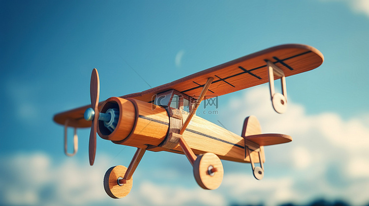翱翔蓝天的木制3D飞机玩具