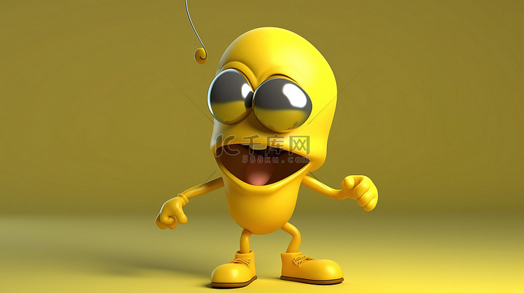 活泼俏皮的黄色3D卡通人物