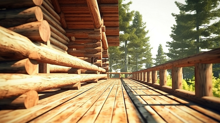 树林中小木屋的 3d 渲染