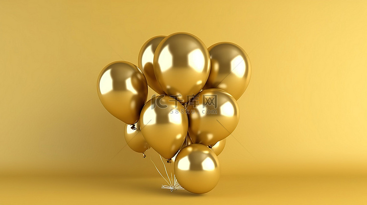 3d 渲染背景与金色气球问候