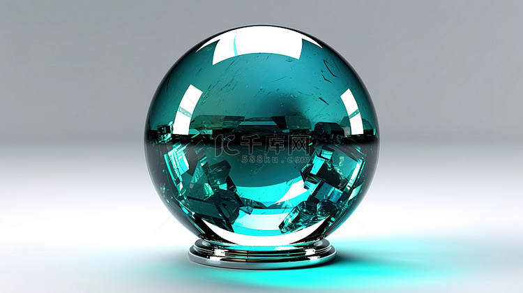 3D 渲染的海蓝宝石球体是反光