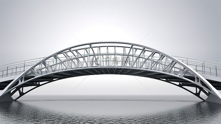 现代金属桥梁通过 3D 渲染栩
