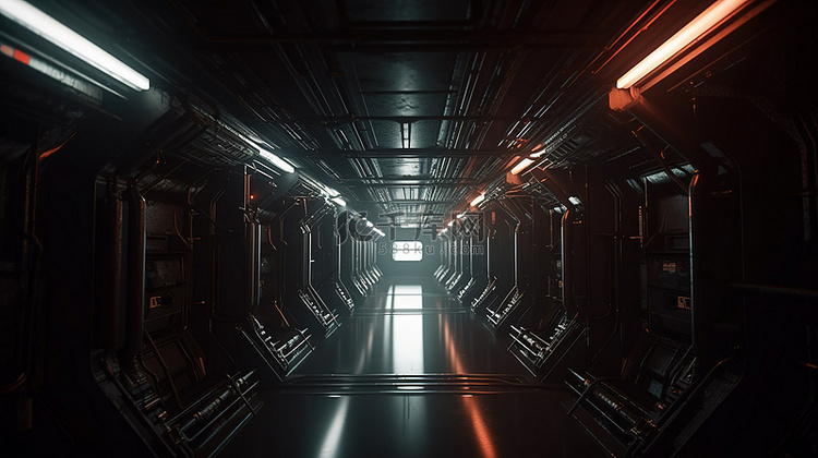 3d 现实科幻世界的黑暗走廊
