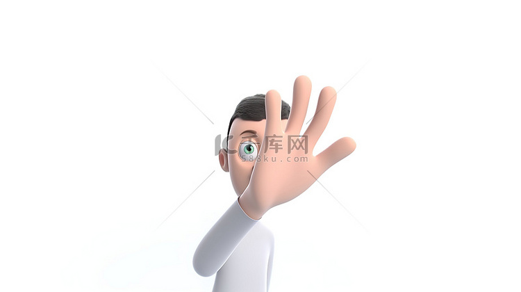 简单的张开手掌手势 3D 插图