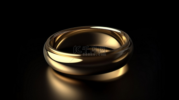 闪闪发光的单枚 3D 黄金戒指