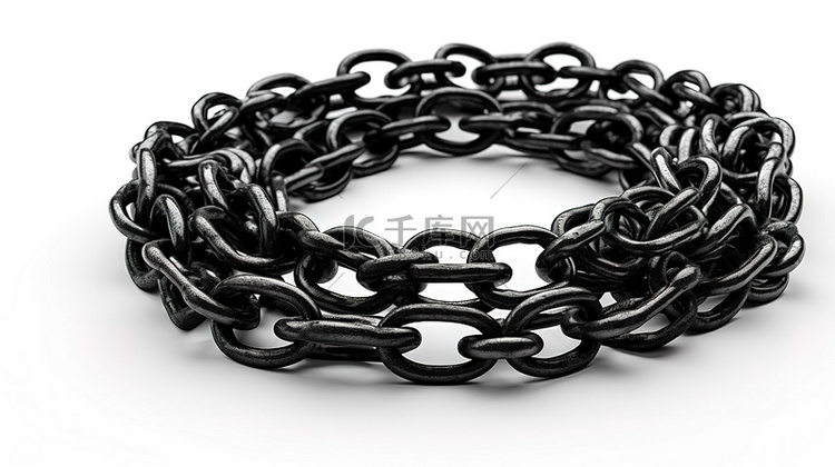 黑色金属链网，具有 3D 渲染