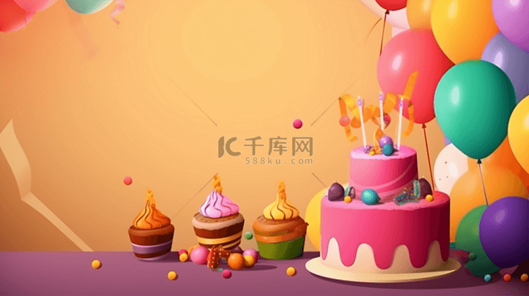 生日蛋糕背景图彩色绚丽