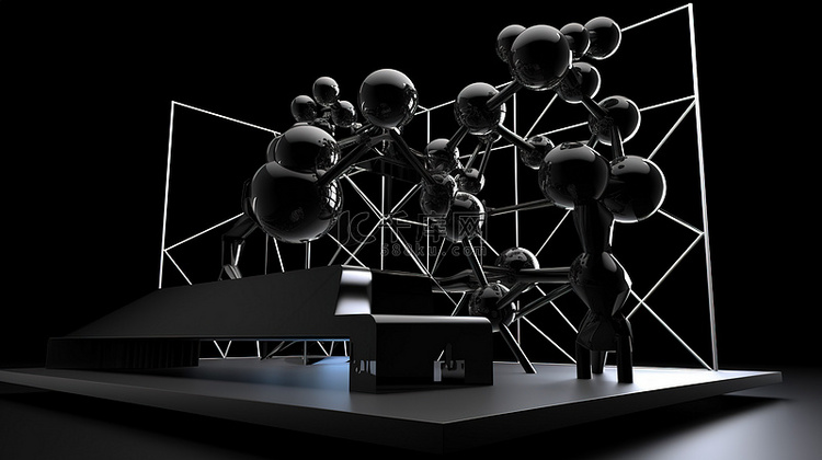 3d 黑色科技舞台渲染