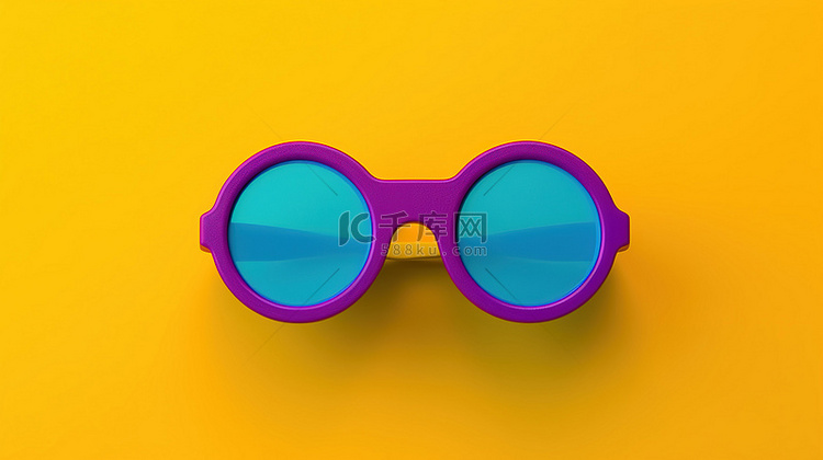 紫色背景黄色圆圈的浮雕 3D 